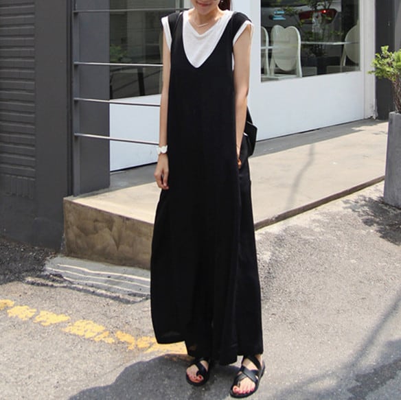 サロペットパンツ ロング丈パンツ 吊りパンツ 連体服 レディース