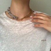 ［全2色］シェル × チェーン　マンテルネックレス［GSN022］