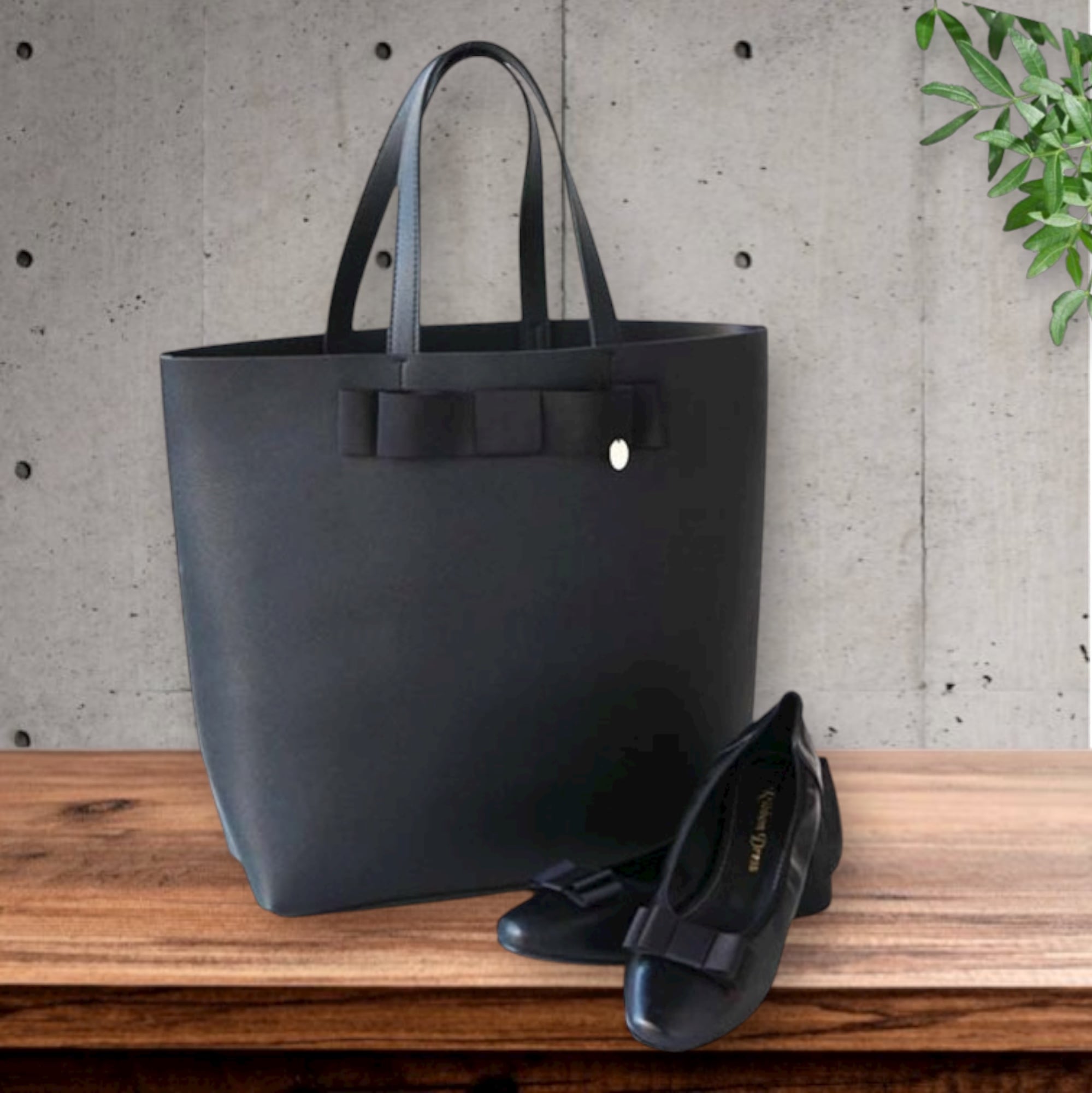 CLOSE SALE★pb0214 <お受験アイテム>レザータッチスクエアトートL/クラシックBIGリボン