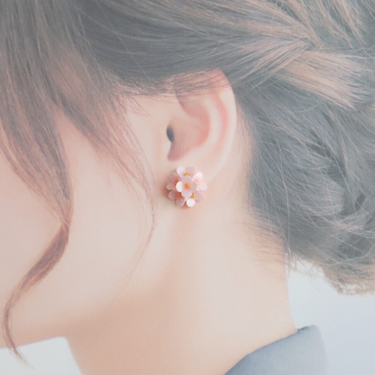 小花イヤリング ピアス ピンク 春色 小さい花 ピンク プレゼント バレンタインに パピエル