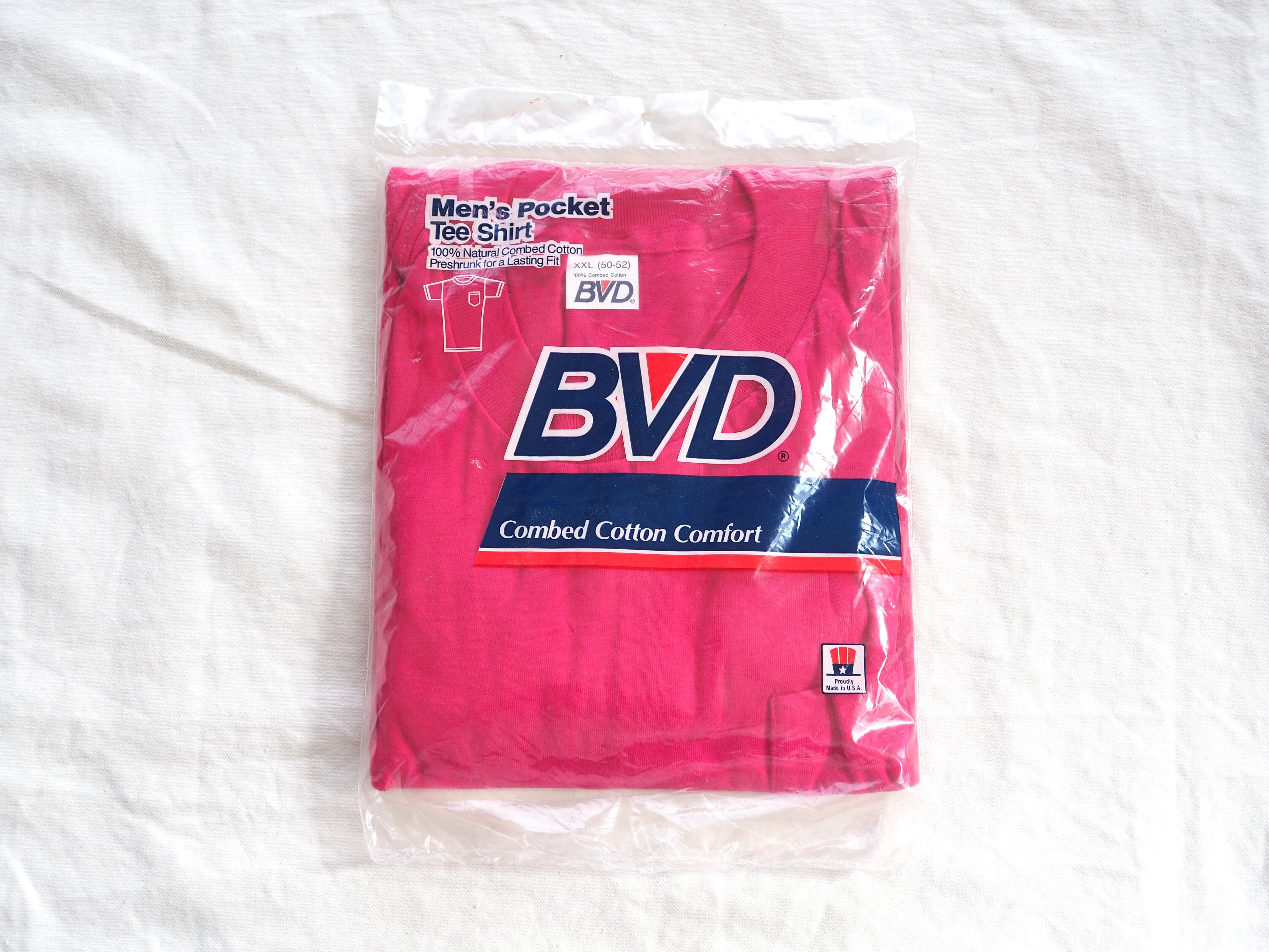 NOS 1980’s USA製 BVD 綿100% ポケットTシャツ XXL pink