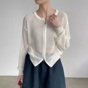 mesh zip-up cardigan 14367