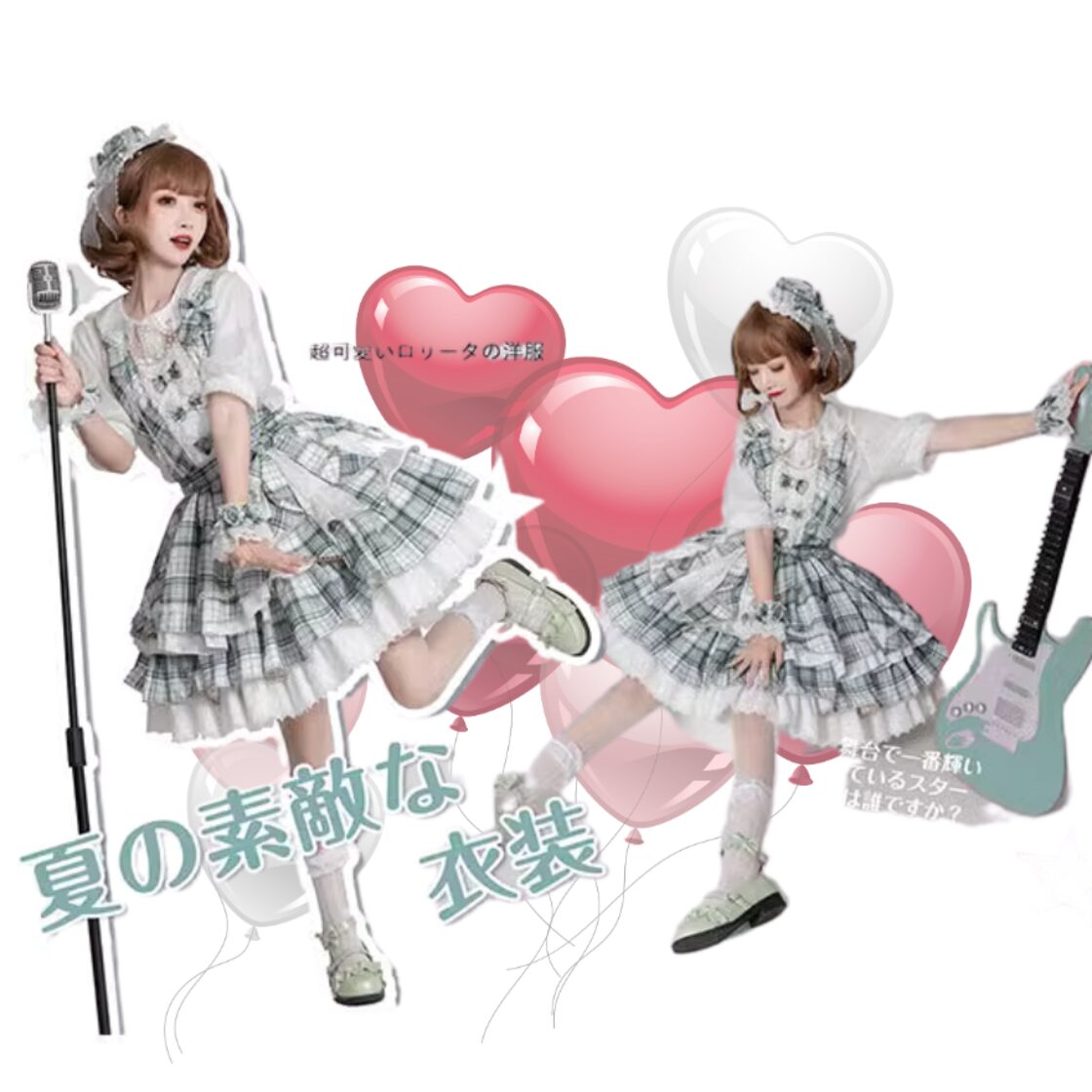 アイドル衣装 ヘアリボン チェック柄 コンカフェ衣装 かわいい アイドル衣装 ヘアリボン チェック柄 コンカフェ衣装 かわいい