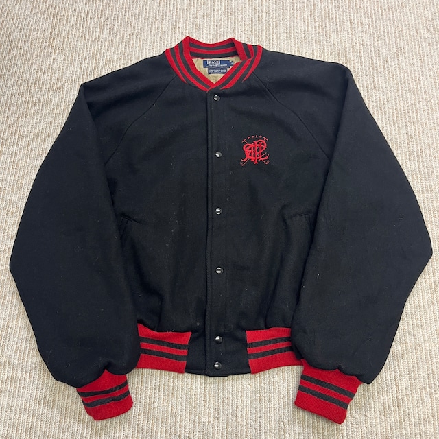 RALPH LAUREN WOOL STADIUM JACKET BLACK 1990'S OLD USA製