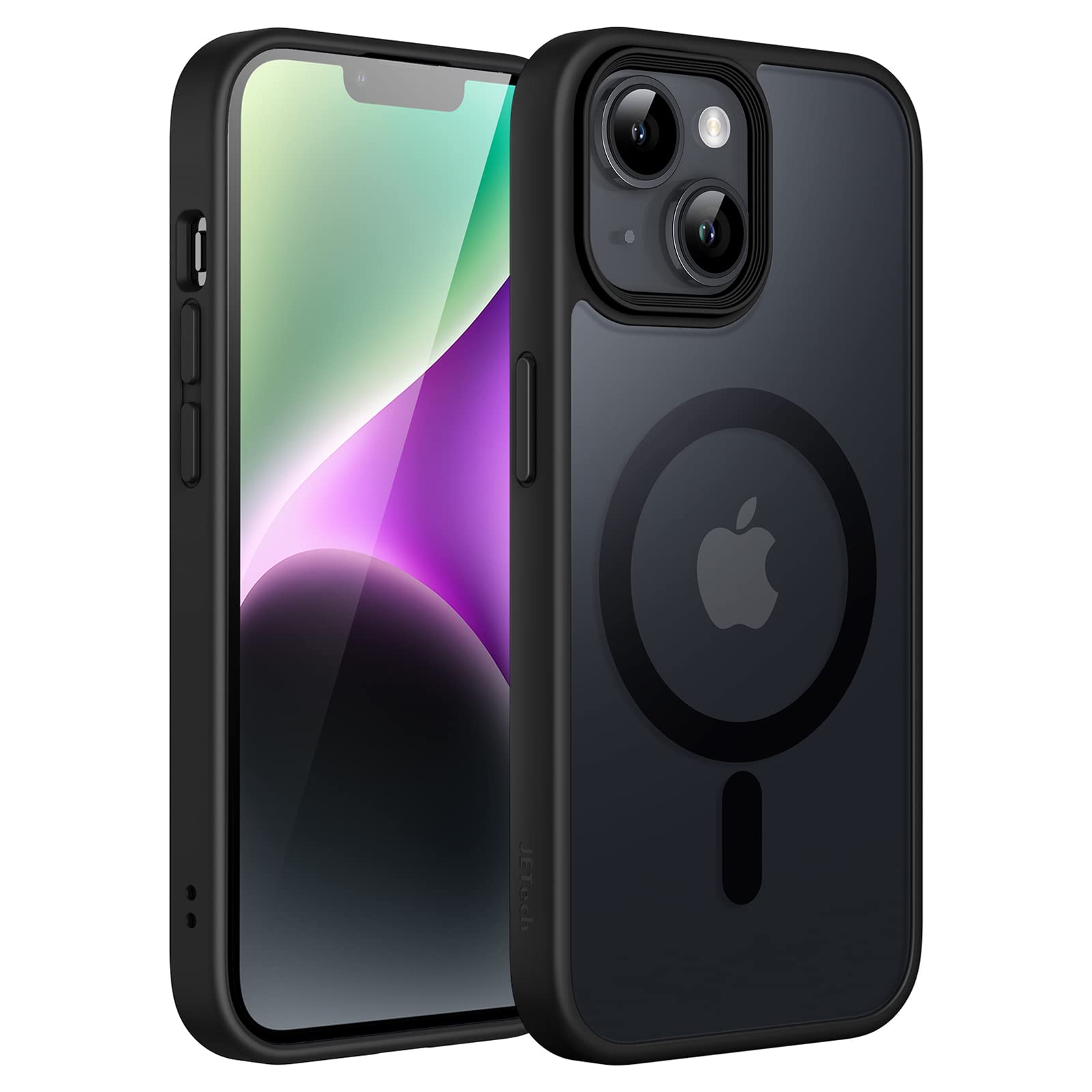 JETech iPhone 14用 マグネットマットケース (ブラック)