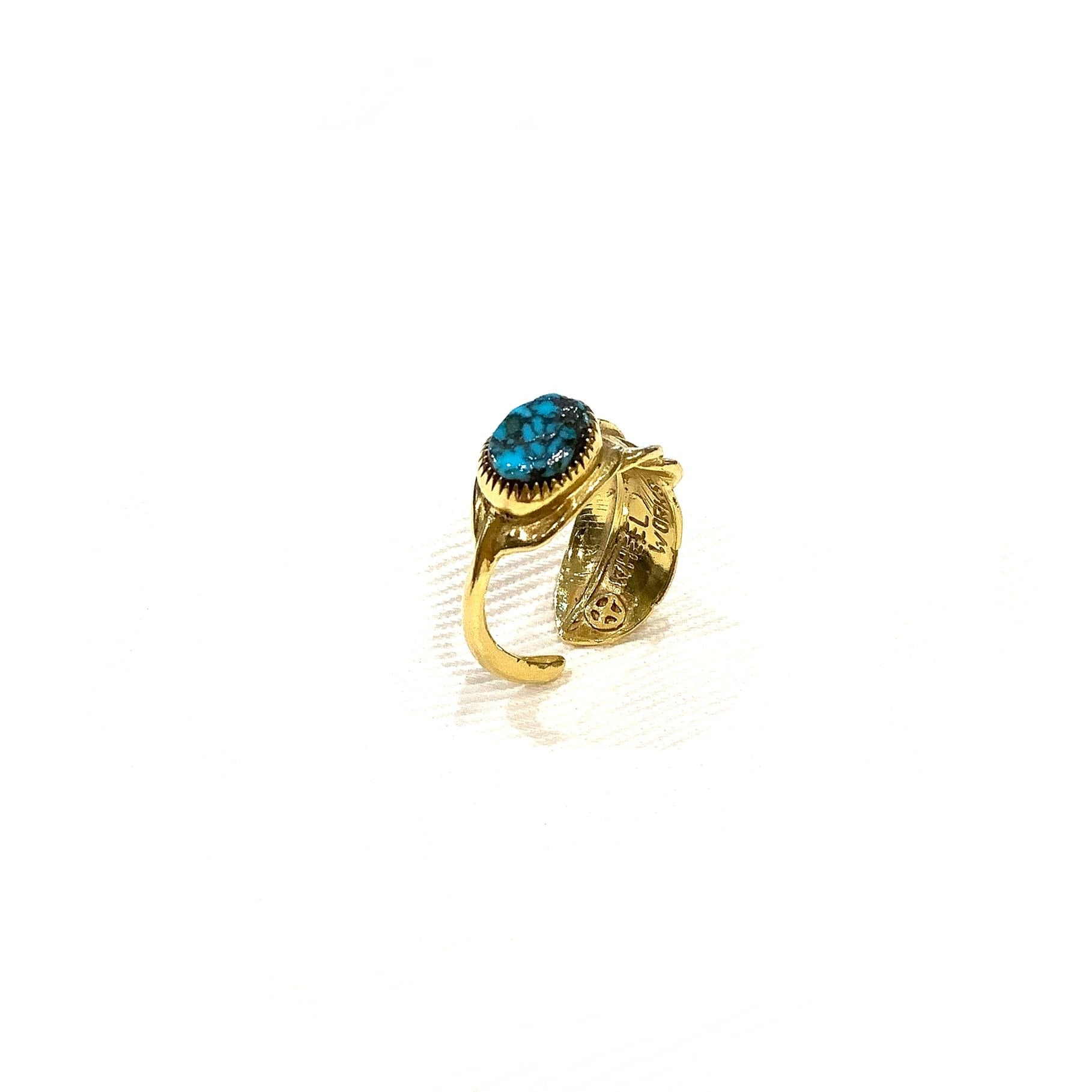 WHEEL WORKS ホイールワークス Red Mountain Turquoise K18Gold Feather Ring レッドマウンテン  ターコイズ イーグル フェザー リング GOLD 18K K18 インディアンジュエリー | FirstOrderJewelry