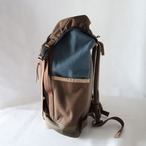 【Deadstock Item】バックパック / Top-flap Draw Backpack/ ブラウン&ネイビー×カーキブラウン・ボトム