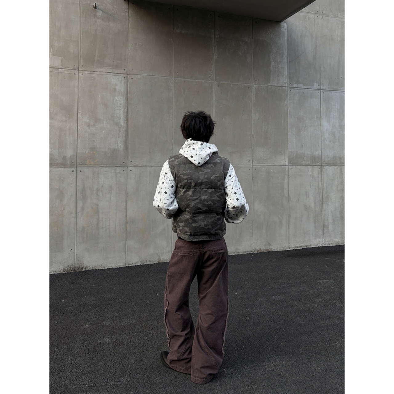 【暖かさUP】VINTAGE ストリート 迷彩 中綿ベスト T2372
