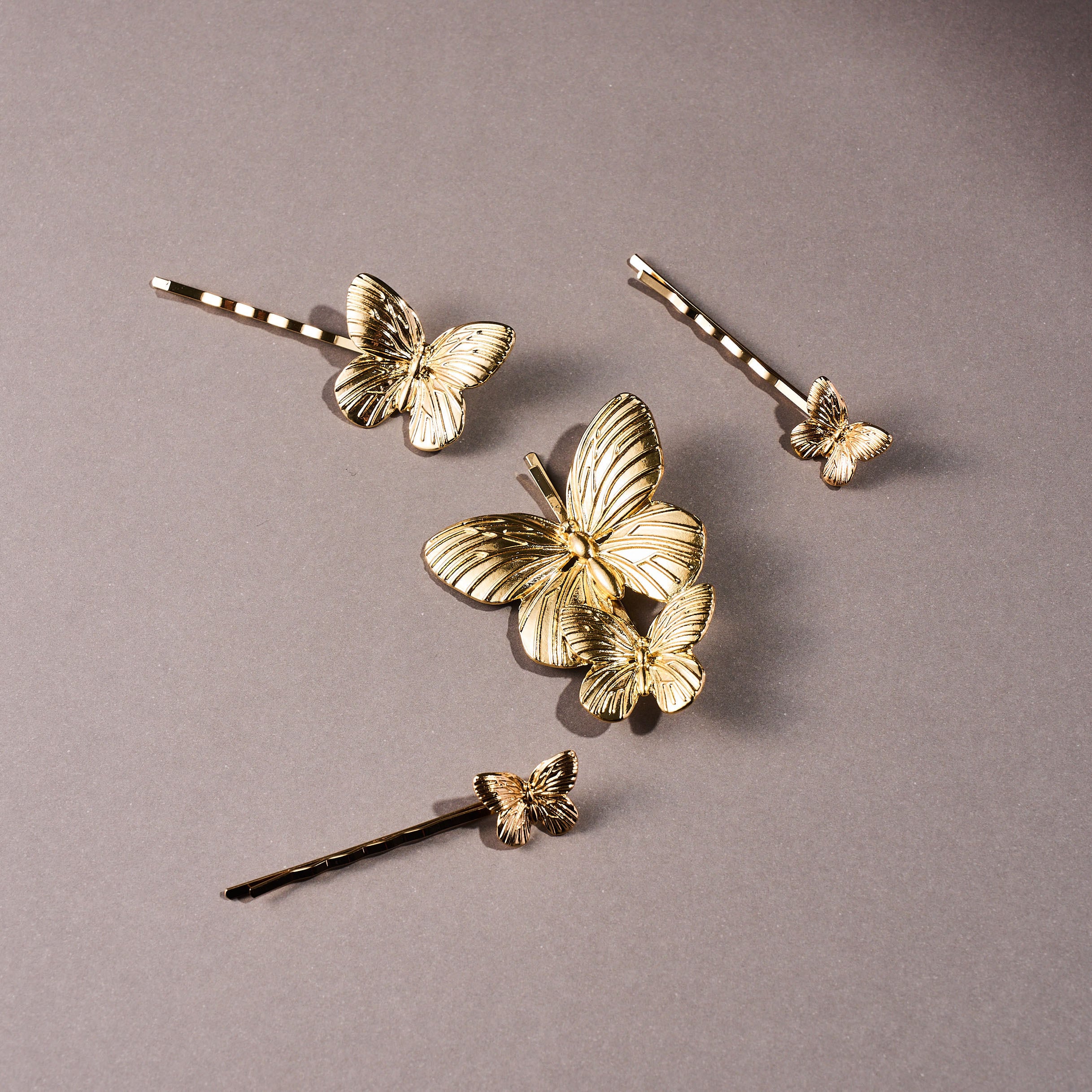 H-162 Butterfly ヘアピン 4点セット Silver/Gold