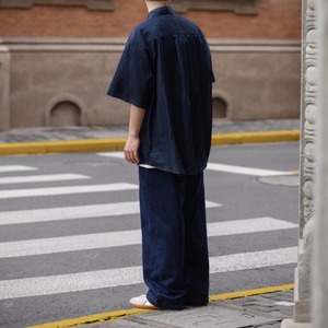 薄デニム半袖サマーワークシャツ　0721