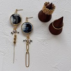 ミニスワッグ付き・ホリデージュエリー3点セット｜イヤーアクセ＆リング2点｜No.8