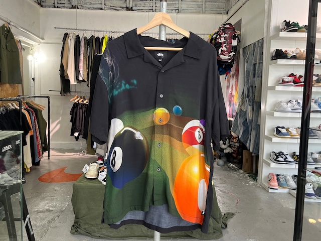 STUSSY POOL HALL SS SHIRT BLACK LARGE 1110119 29832