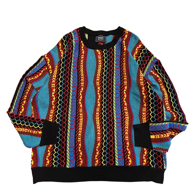 【クージー風3Dニット】90sヴィンテージ◎薄手 重ね着 古着男子 ゆったり