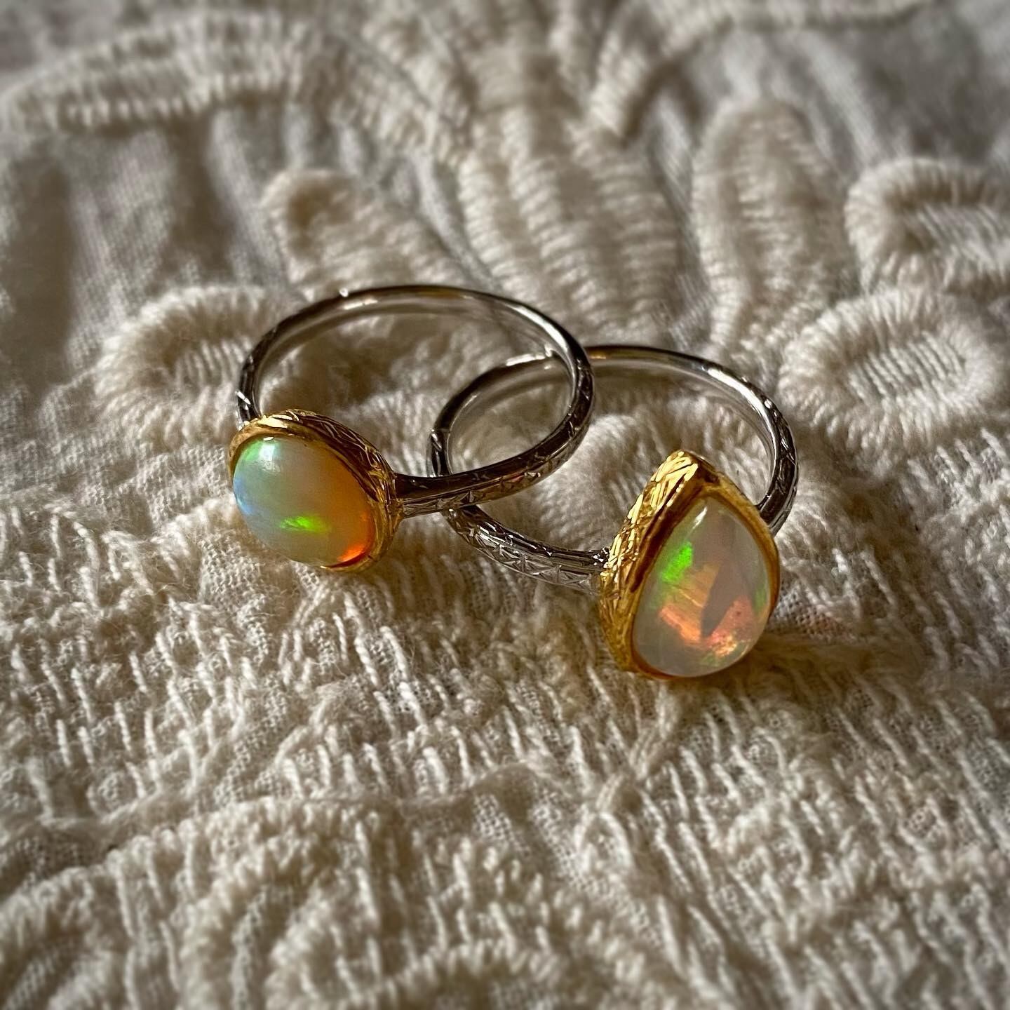 オパール シルバー お守り リング 10号 Talisman 手彫り ラウンド