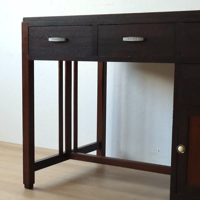 アンティーク タモ材 無塗装 片袖机 レトロ 無垢材 デスク 古家具 アンティーク タモ材 無塗装 片袖机 レトロ 無垢材 デスク 古家具