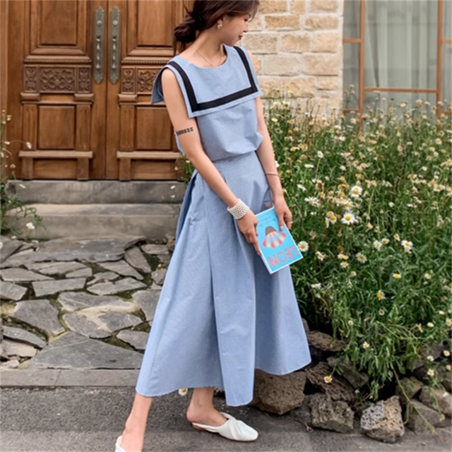 【送料無料】 スカート トップス付き 3点セット えり付き ロングスカート Aライン フレア ロング ミニ ストライプ ハイウエスト 薄手生地 かわいい 大人可愛い 大人女子 こなれ感 シンプル カジュアル 大人 上品 おしゃれ お洒落 ラフ コンサバ エレガント ガーリー 夏 20代 30代 40代 レディース 女性 デート お出かけ お茶会 女子会 休日 演奏会 授業参観 着回し プチプライス デイリーユース 普段使い オルチャン 韓国系 ファッション バイカラー ボーダー柄 しましま 着痩せ