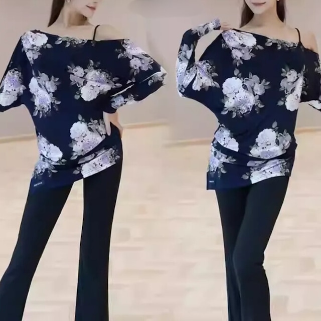 ドルマンスリーブ ドレープ ワンショルダー ダンスチュニック ds1129