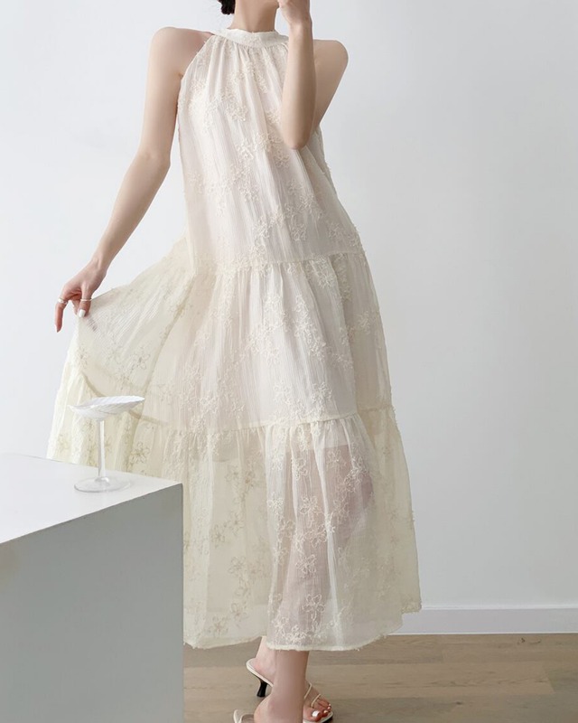 ホルターネックレースワンピース　S24333