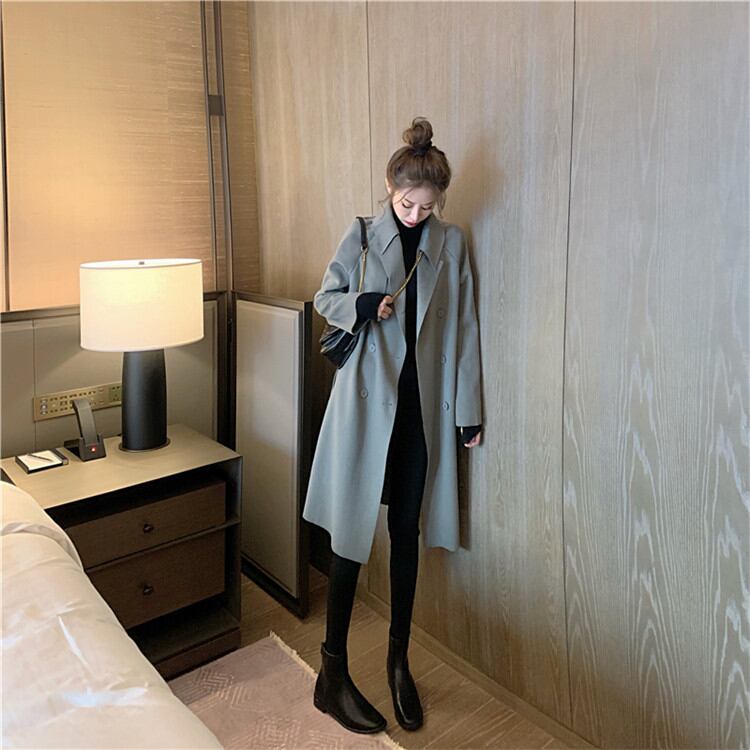 新品 韓国ファッション ラペル ダブルボタン チェスターコート 中・長セクション