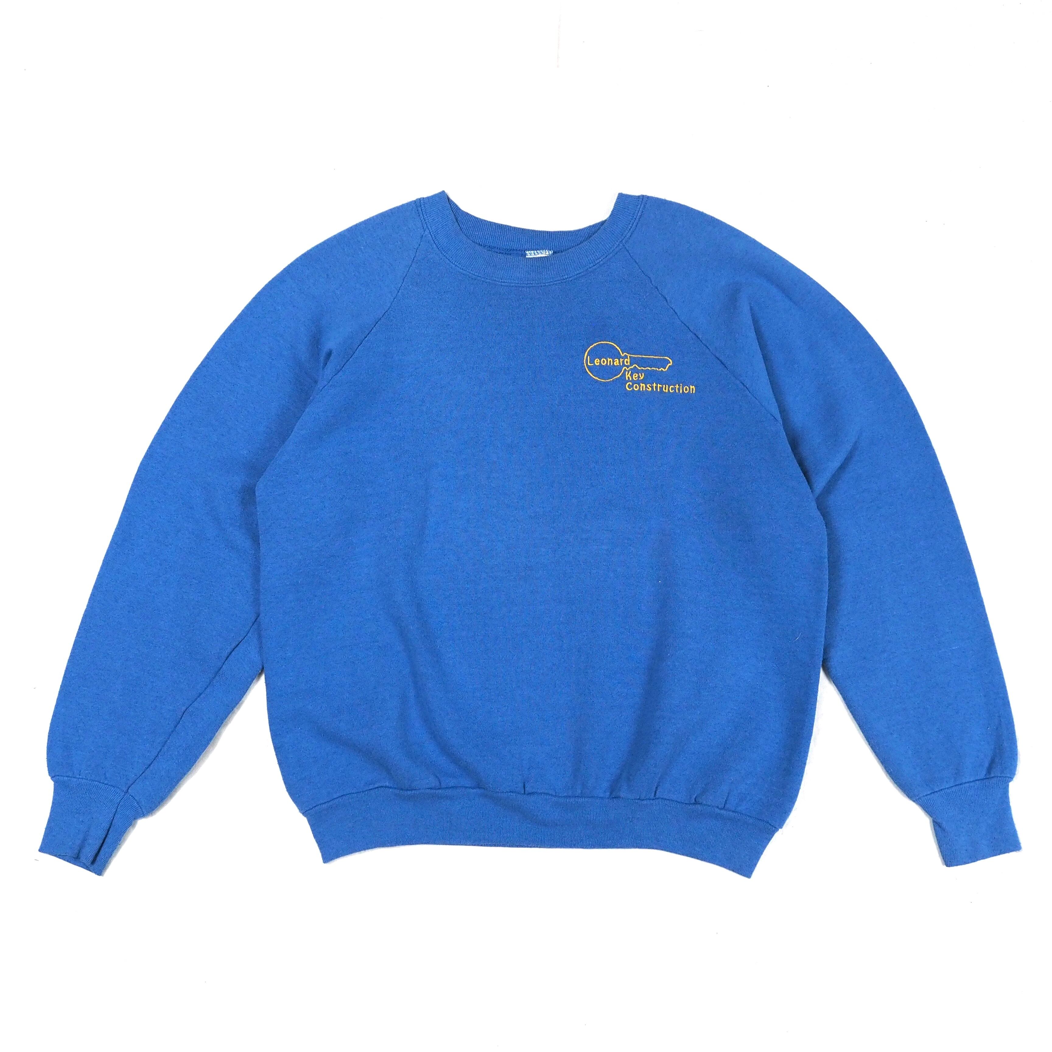 90s embroidered sweatshirt L / USA FRUIT OF THE LOOM vintage ラグランスウェット ブルー