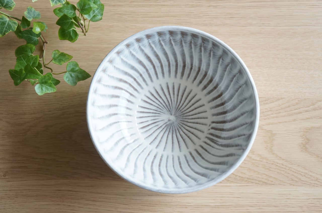 小石原焼　早川窯元　丼　刷毛目　②【8-288】