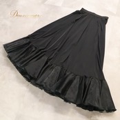 社交ダンス 衣装 白樺ドレス スカート ペチコート レッスンウェア ブラック系 黒 無地 シンプル チュール 透け感 シースルー オーガンジー生地 フレア ボリューミー 華やか かわいい おしゃれ 上品 大人っぽい ダンス 練習 レッスン 練習着 社交ダンス衣装 ダンス衣装
