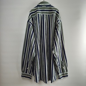 トミーヒルフィガー　コットンBDシャツ　ストライプ　オーバーサイズ　刺繍ロゴ　紺