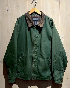 【a.k.a.C.a.k.a vintage】“LANDS’END” Beautiful Fade Leather Switching Loose Jacket