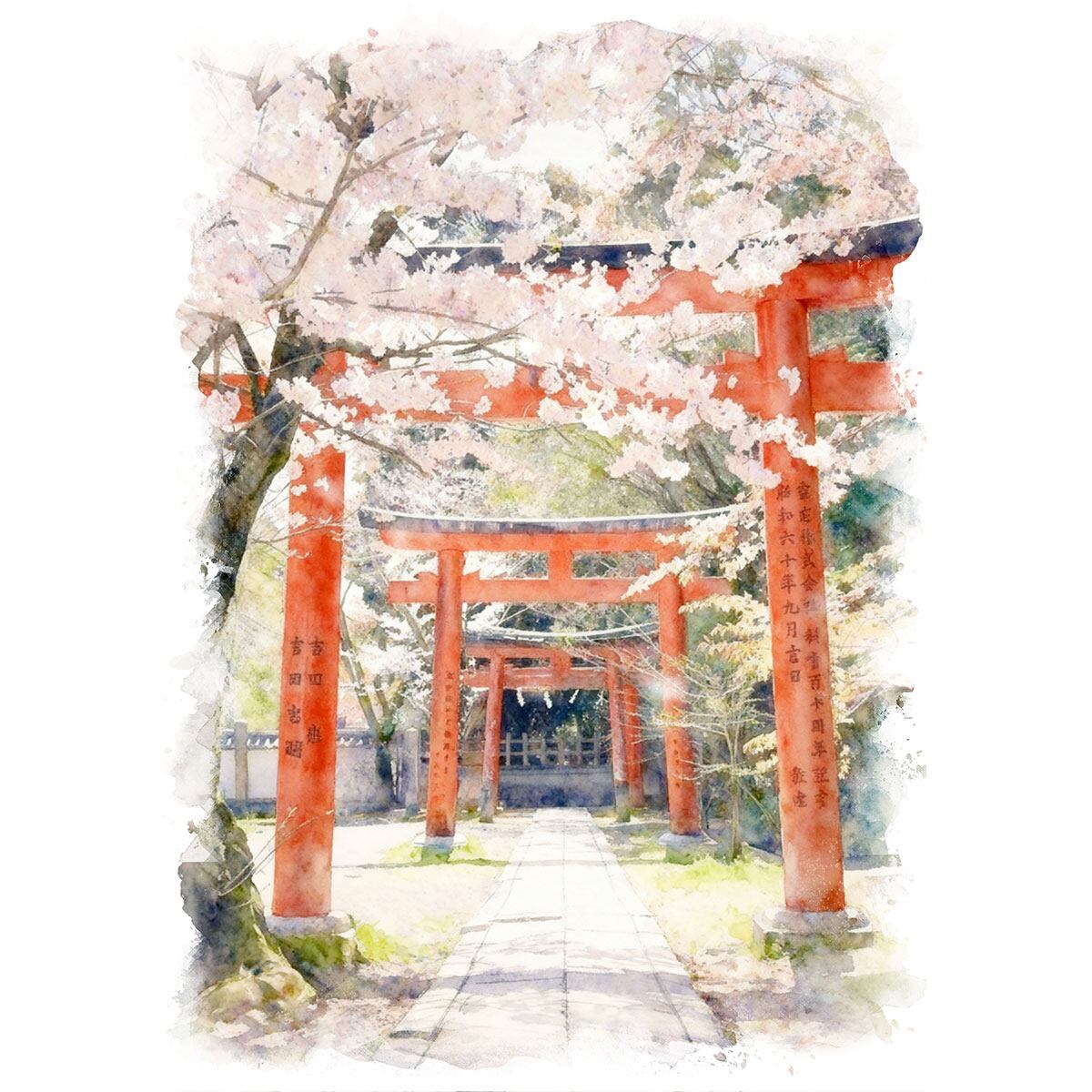 絵画 日本 京都府 神楽岡鎮座 吉田神社 風景画 インテリアアート額付き