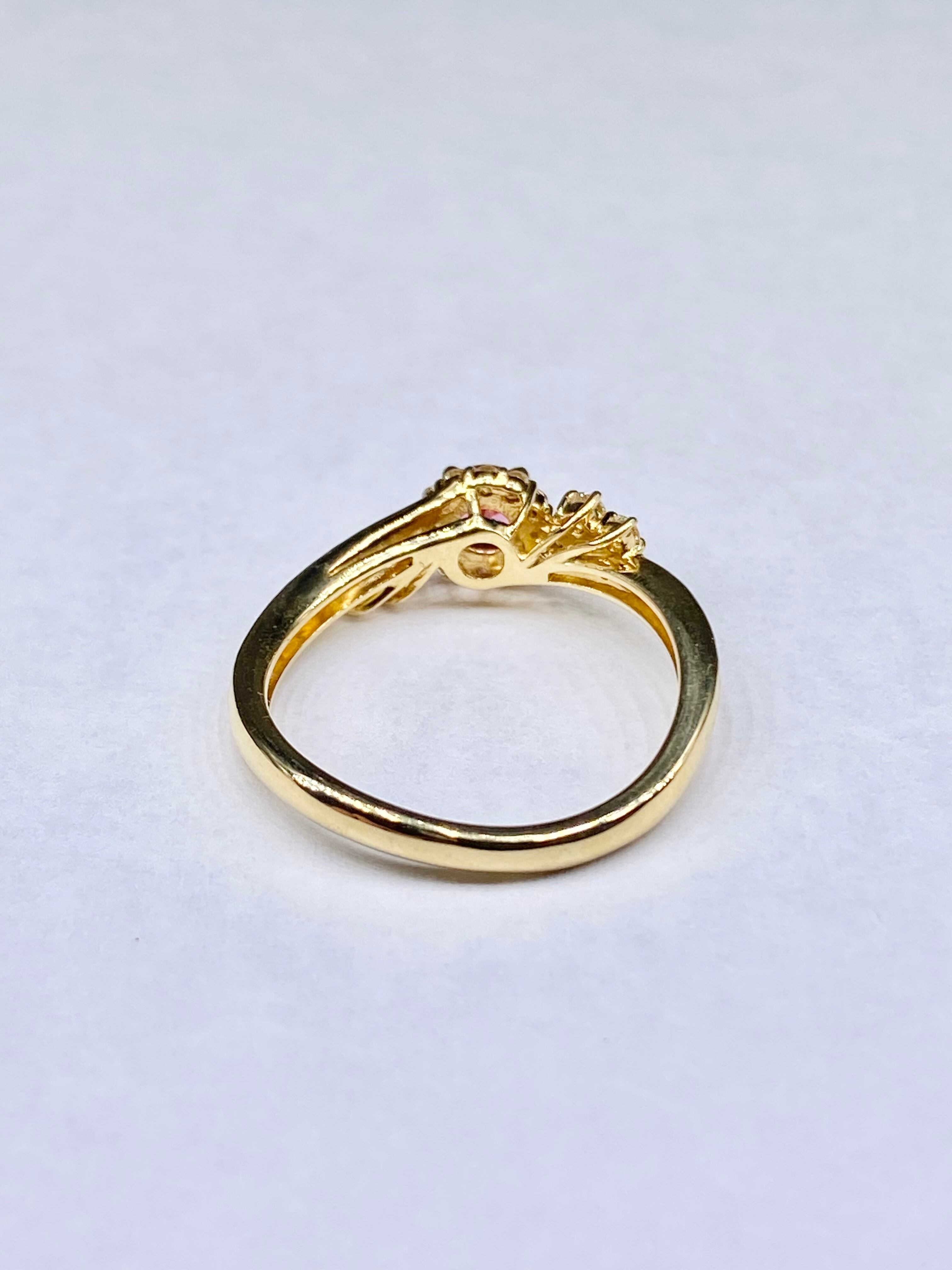 ピンクスピネル 0.29ct / ダイヤモンド 計0.26ct K18 リング 12号