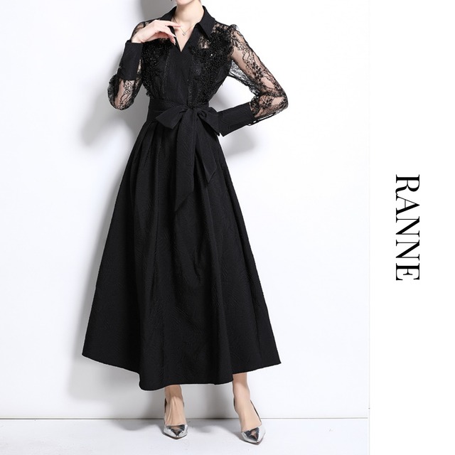 Lace Sleeve Bow Dress　a0151