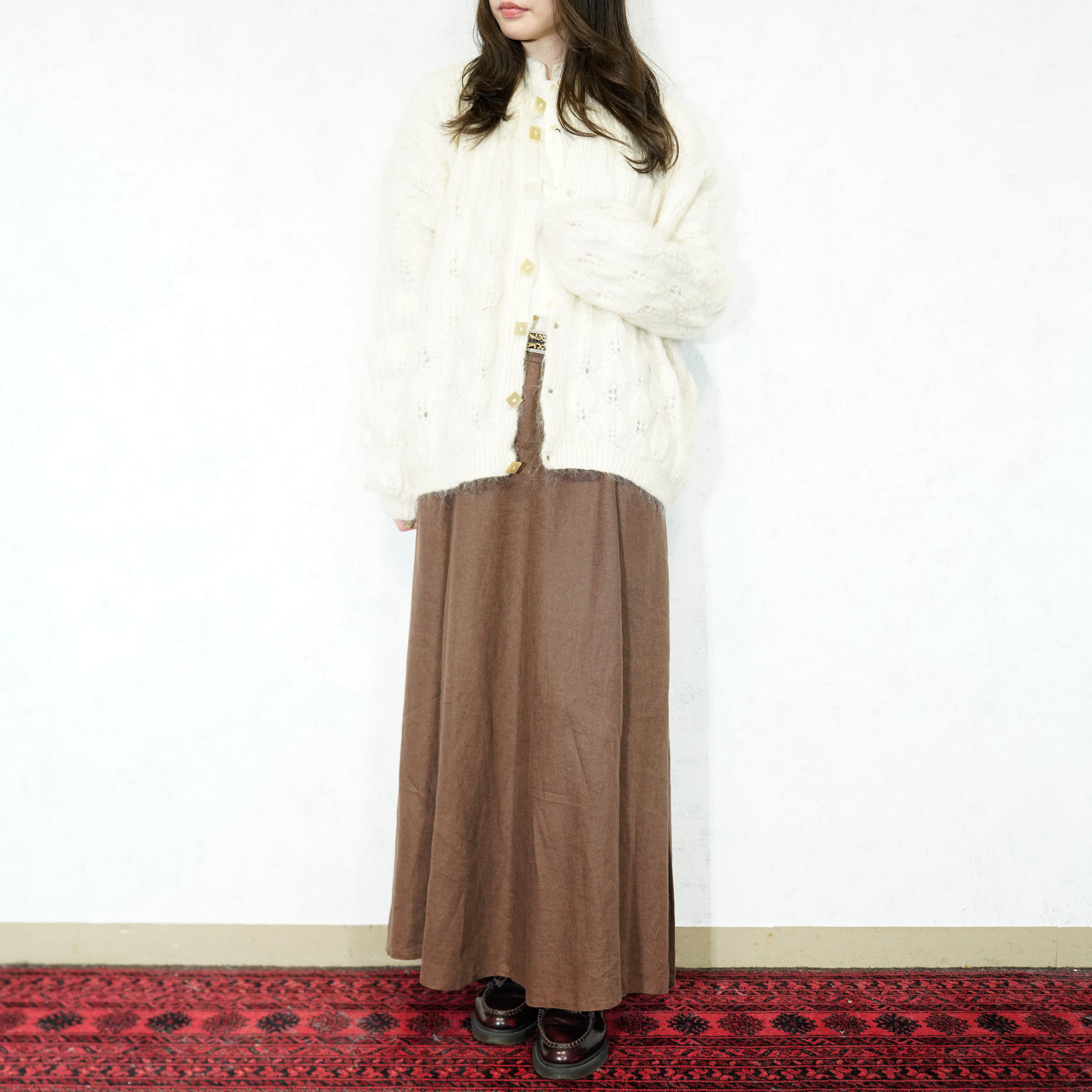 USA VINTAGE CABLE DESIGN MOHAIR KNIT CARDIGAN/アメリカ古着ケーブル