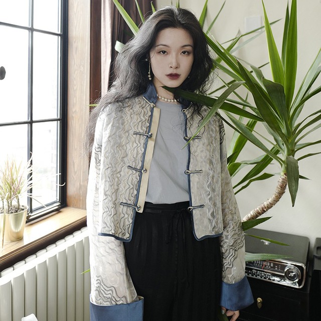 チャイナ風アウター トップス コート 改良唐装 中華服 可愛いボタン S M 気質よい 合わせやすい