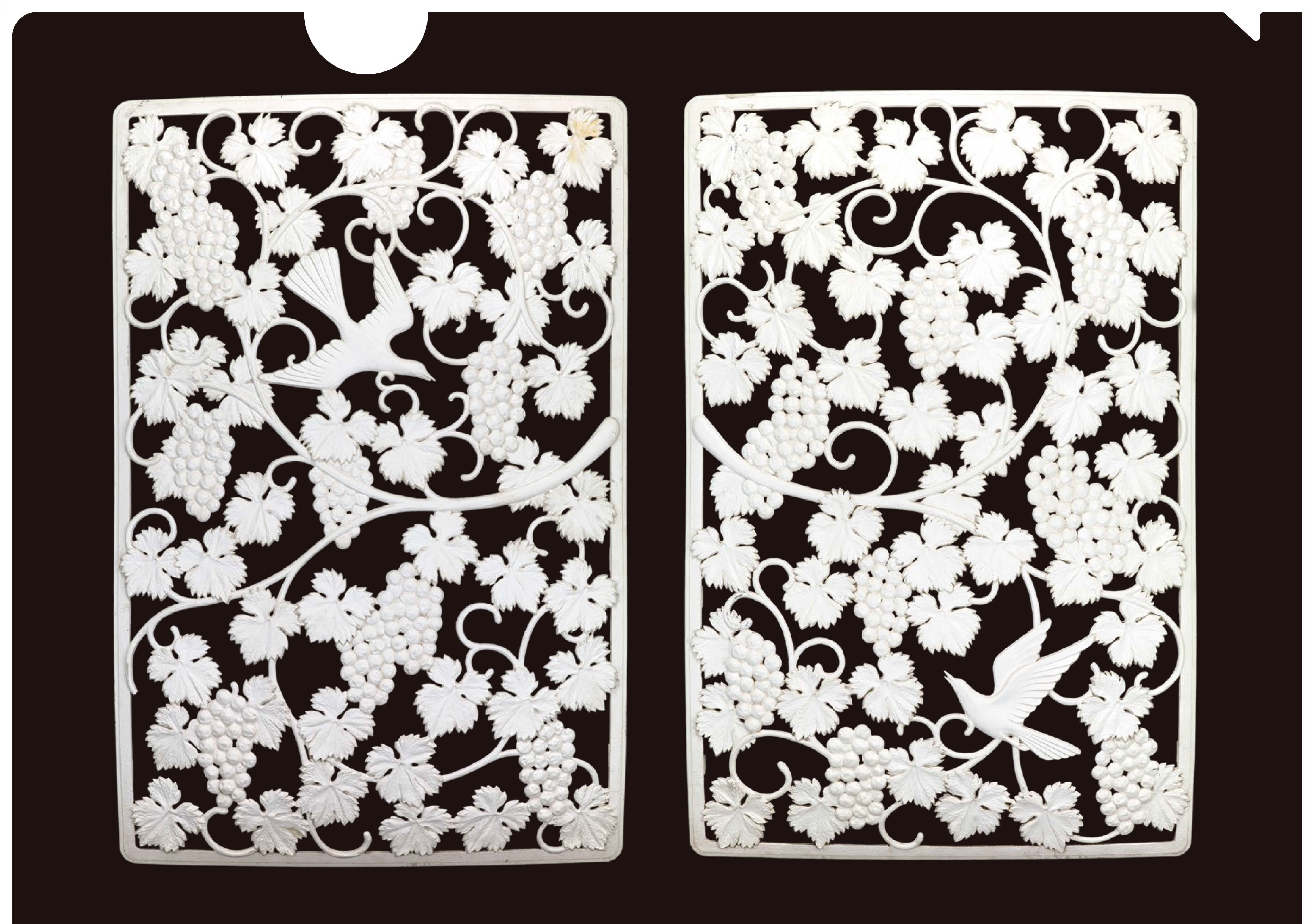 非売品'50年代◆資生堂 白ガラスに銀唐草象嵌 ポンプ布部分は絹 アトマイザー クリアファイル「近鉄百貨店阿倍野店旧館『鳥に葡萄唐草文』装飾格子