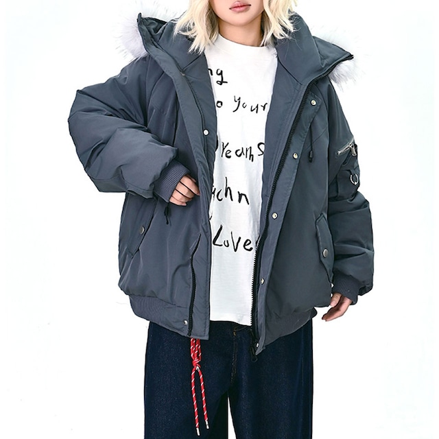 ミリタリーパッチファーフーディブルゾン 1col R01254