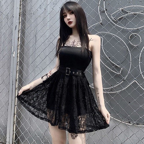 ✞✝✞ レーススカート ブラックスリムベルト ウエストすっきり☆着痩せ ハーネス ステッチ ✞✝✞ ゴスロリ SM ミリ 甘ロリ クラロリ 和ロリ エレガント 黒ロリ 姫ロリ 華ロリ AA-AA9443092