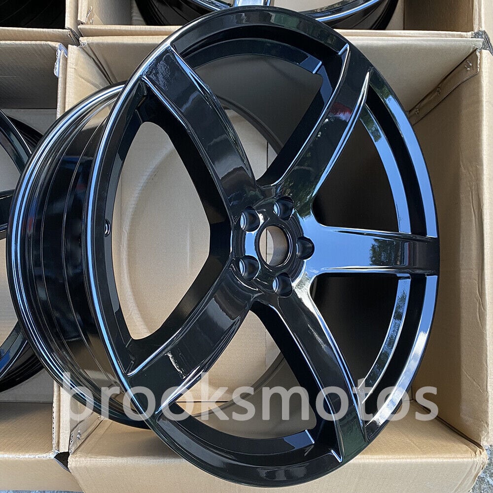 蒸気孔　4枚　日本語 22インチ 5スポーク グロスブラック ホイール ダッジ