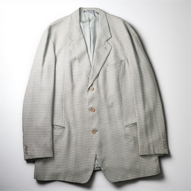 "Giorgio Armani Le Collezioni" 1980's vintage wool-silk Houndstooth draped 3B tailored jacket "made in ITALY"