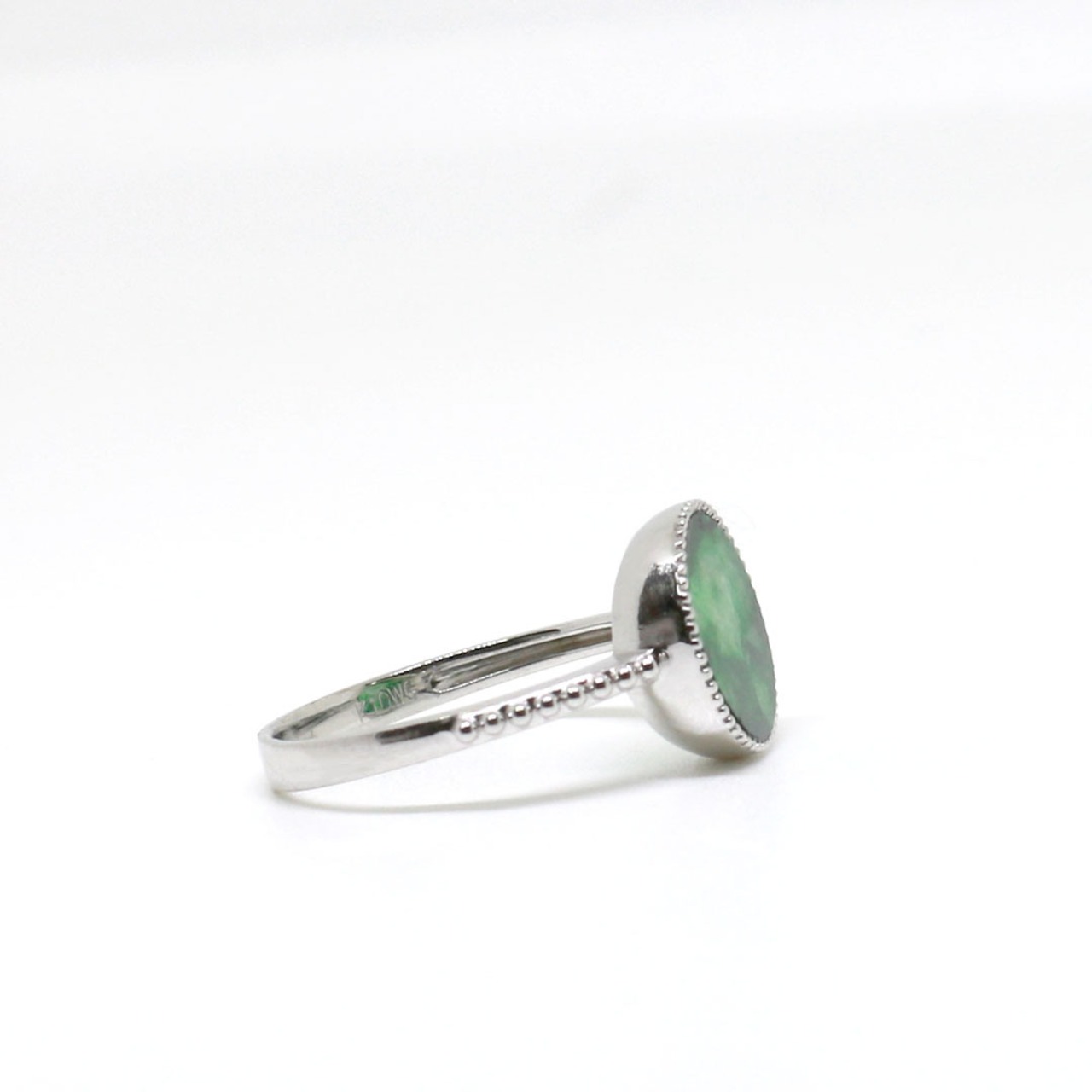 【9.5号】光を通してくれるリング！K10 WG 濃緑翡翠リング A貨翡翠 jd_rg1040