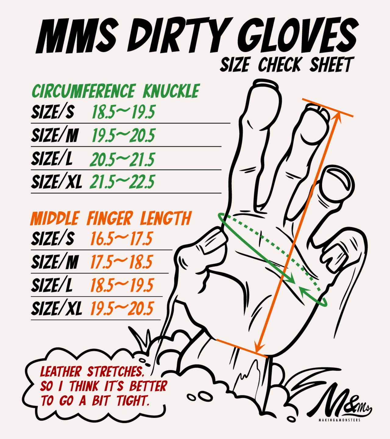 MMS DIRTY GLOVES - Natural Black /Mサイズ