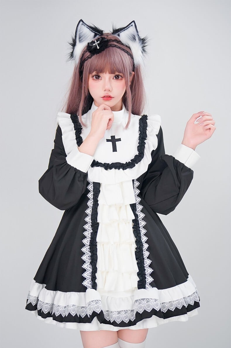 Myurina シスター風十字架ロリータドレス ロリータ 地雷系 ゴスロリ