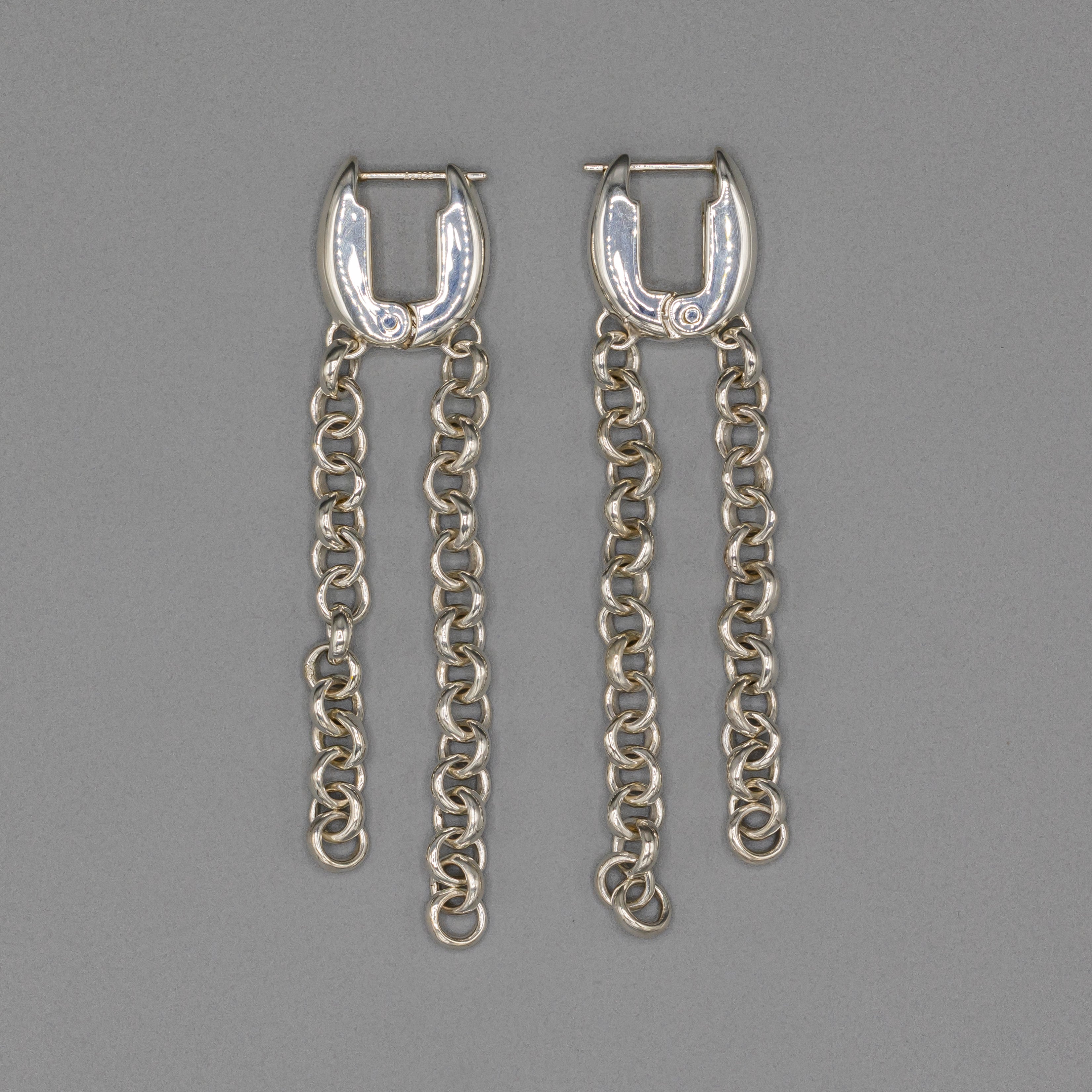 Lock pierce double chain Silver | FLYNK