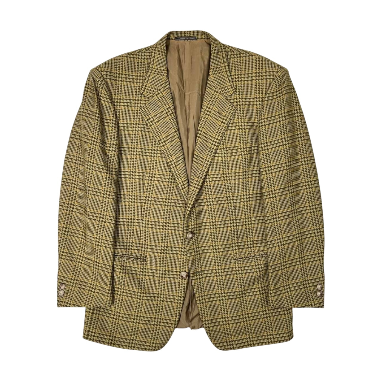 イタリア製◆コルネリアーニ CORNELIANI グレンチェック ツイード ウール テーラードジャケット 48/8/A /グリーン/ビンテージ