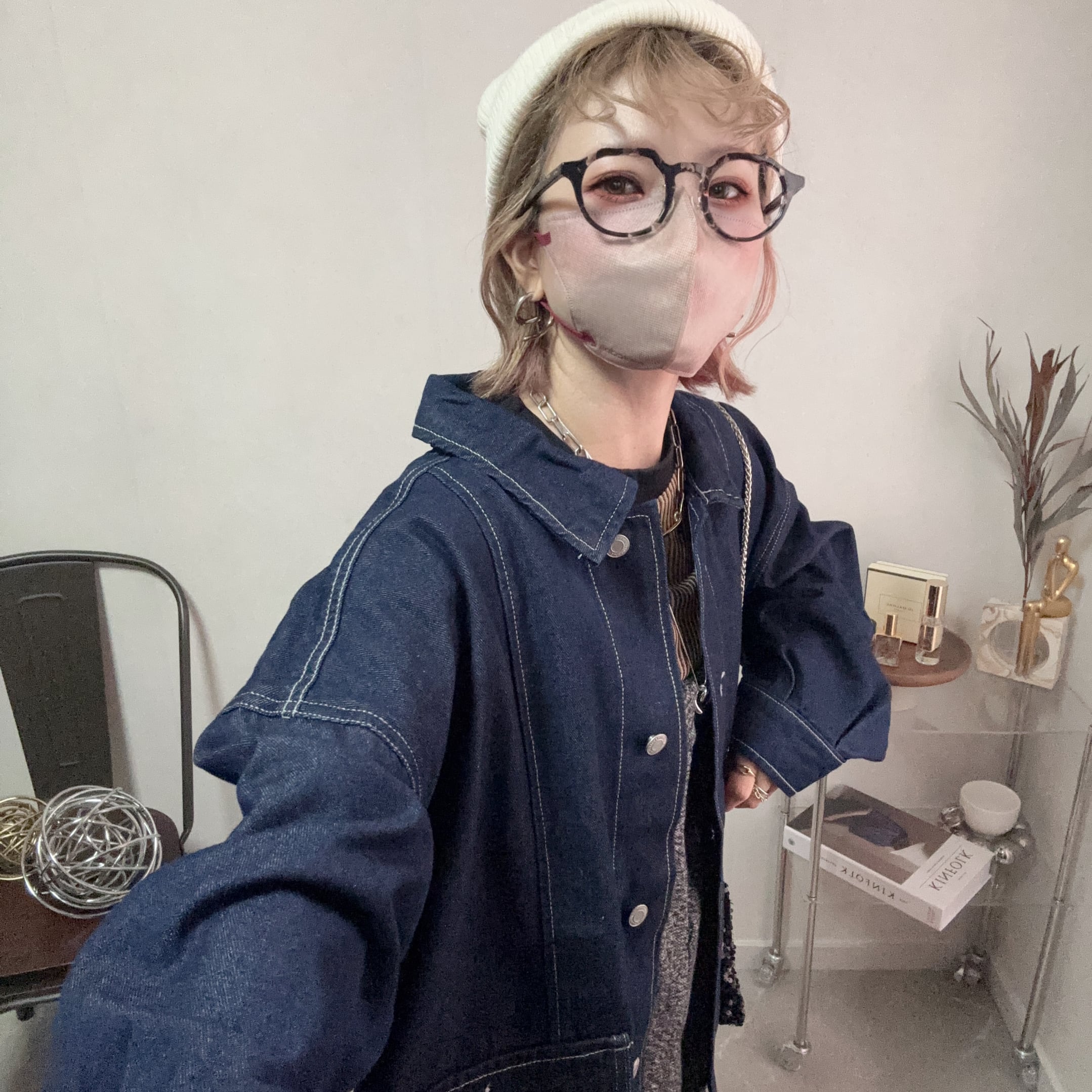 volume sleeve denim over jacket【Indigo】