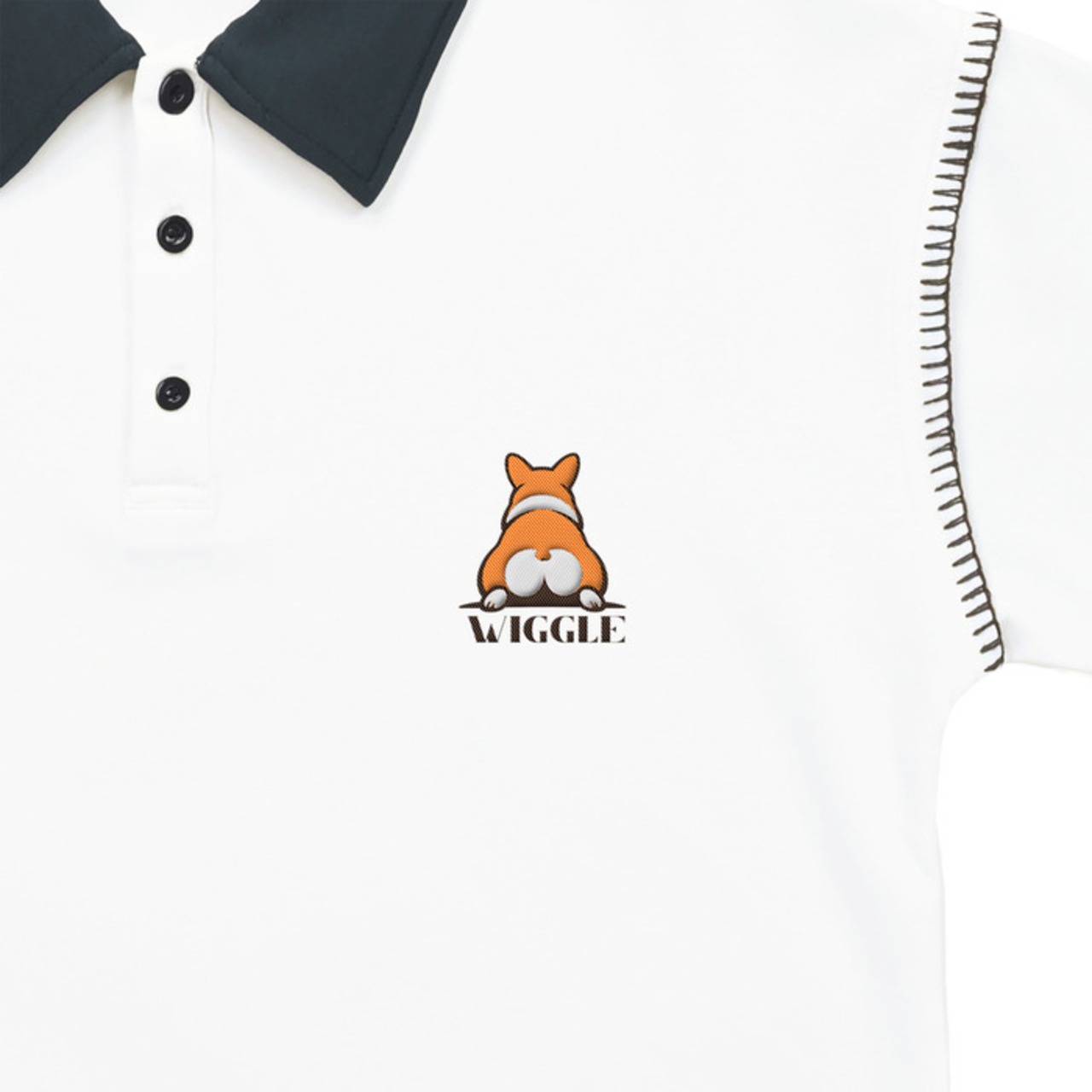 FLUFFY BUM Shoulder Stitch Polo -White-　[T0040]