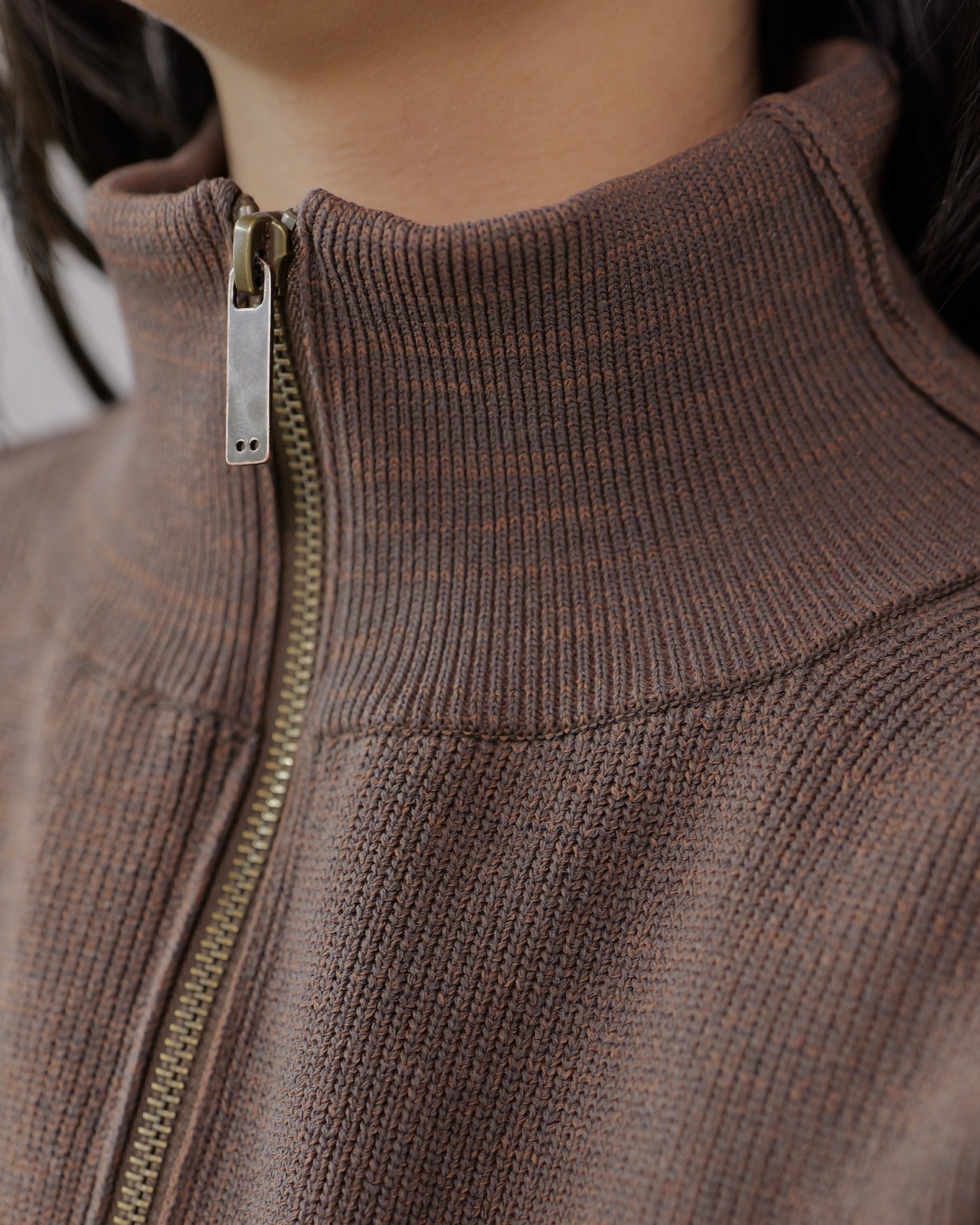 i’m here - Driver’s Knit Vest :Brown|前後スイッチ/ダブルファスナー/立体リンクス