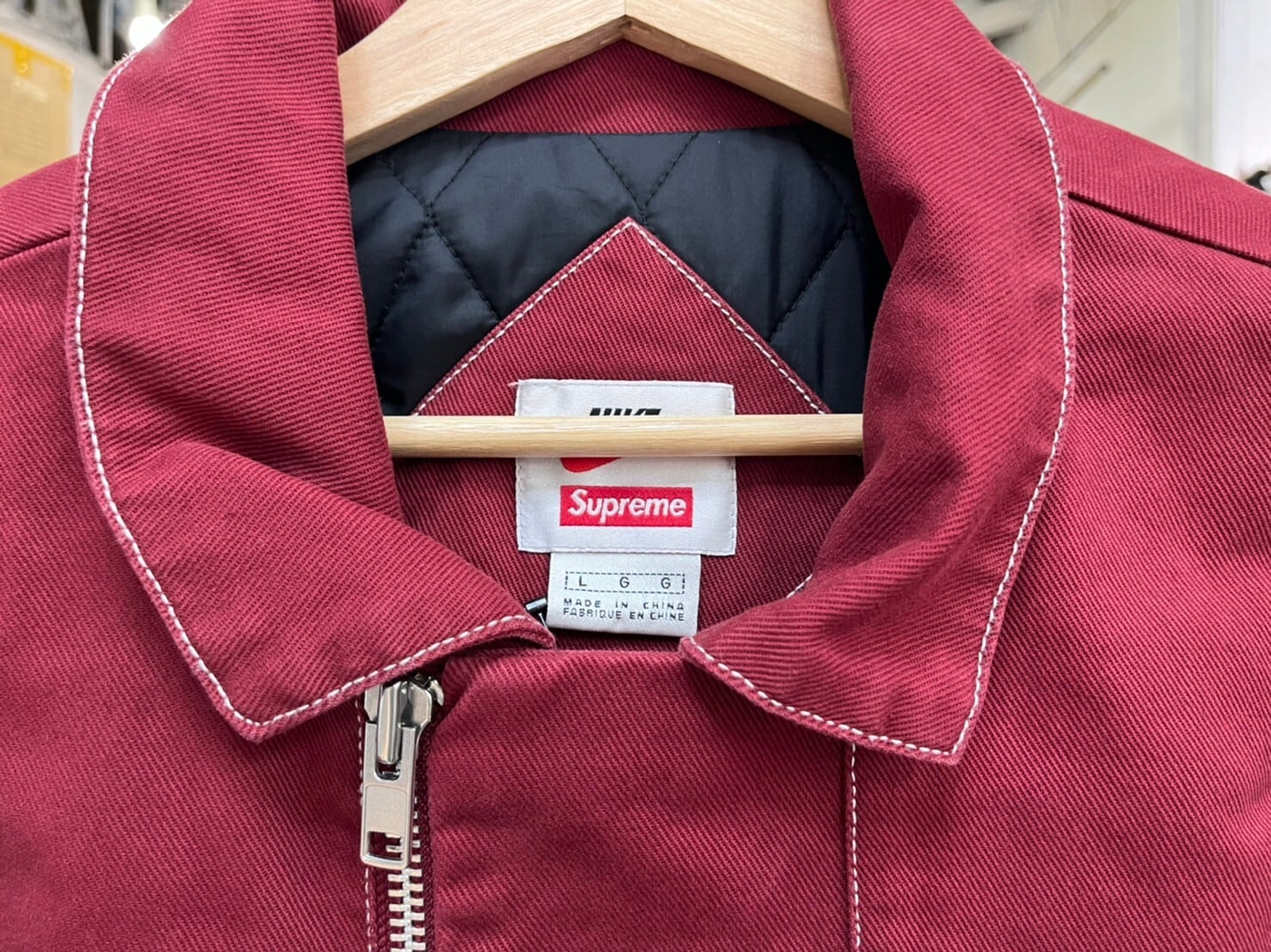 S 赤 supreme NIKE double zip work jacket