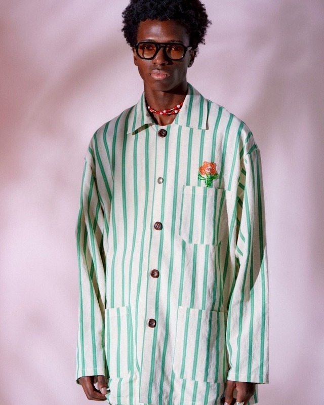 【3月下旬】グリーン | リネンバケーションストライプジャケット