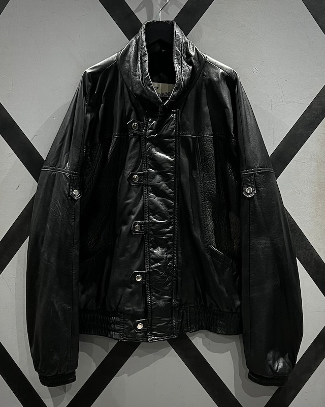 【X VINTAGE】80’s Vintage Belt Gimmick High Neck Leather Jacket
