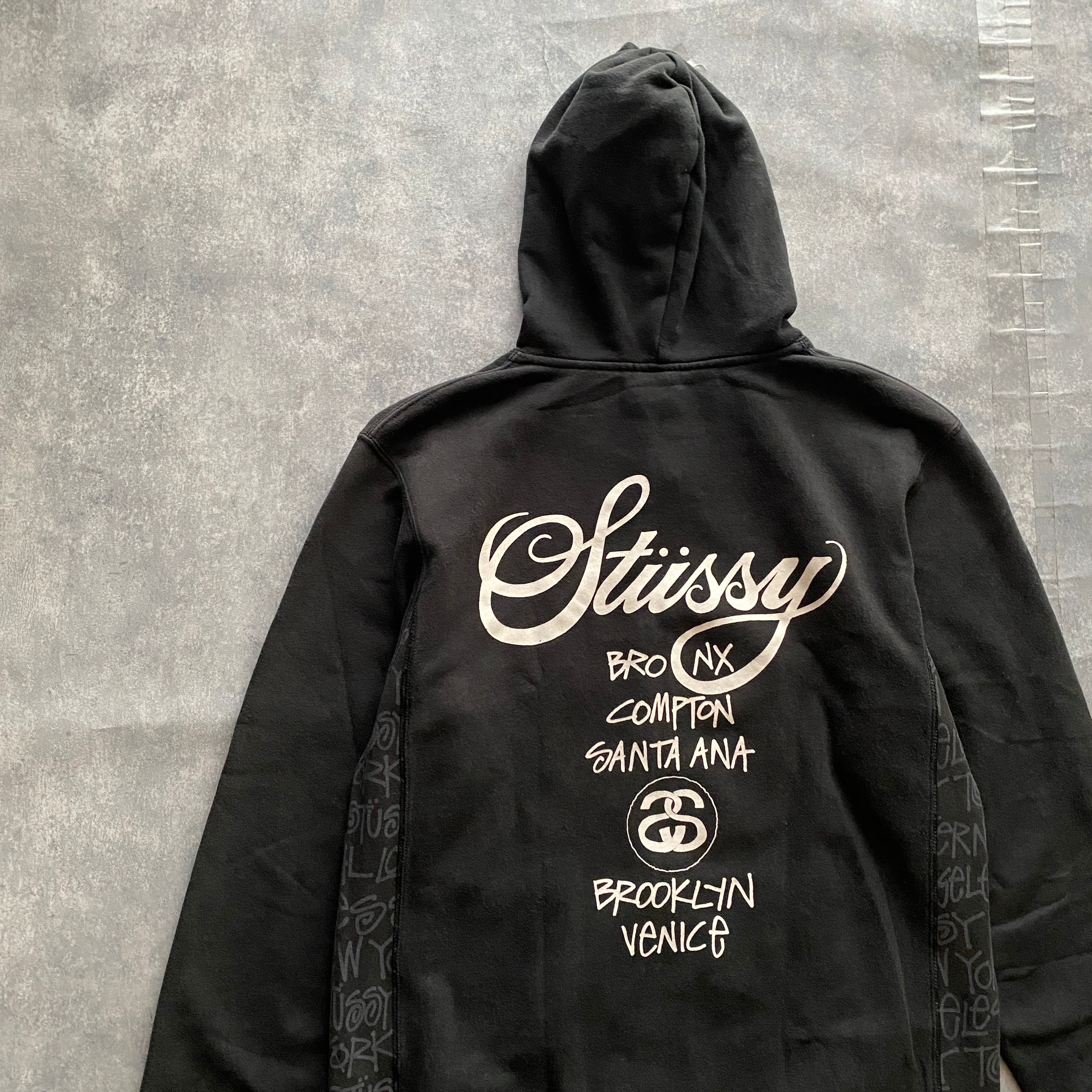 【新品】STUSSY ステューシー WORLD TOUR ジップ パーカー 黒